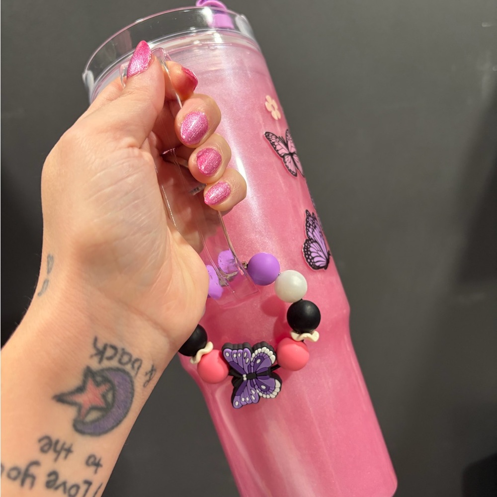 Pink and Purple Butterfly Tumbler